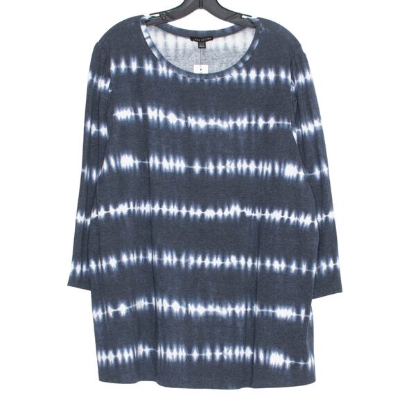 NWT Lane Bryant Womens Top 3/4 Sleeve Tie Dye Crewneck Blue White Plus 18/20 DX - Picture 6 of 6